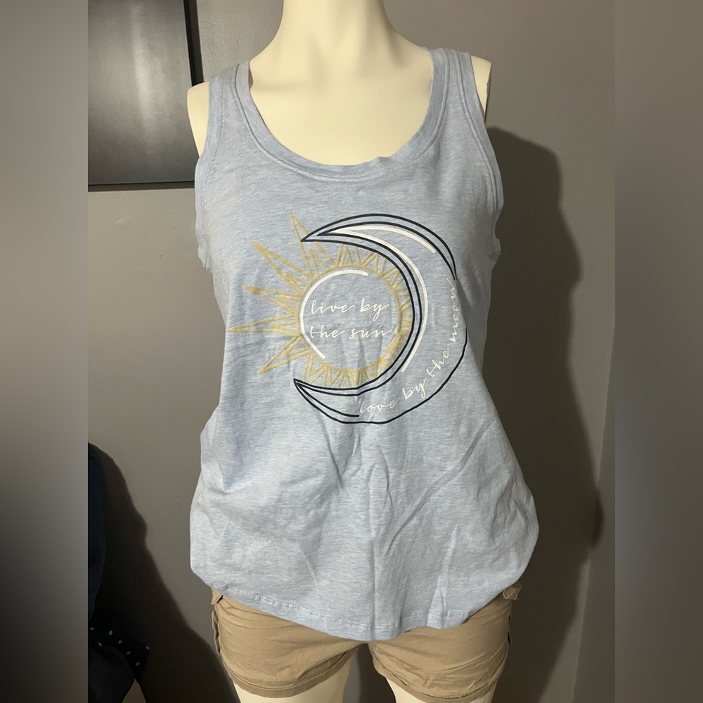 La Vie En Rose Light Blue Sun & Moon Graphic Tank